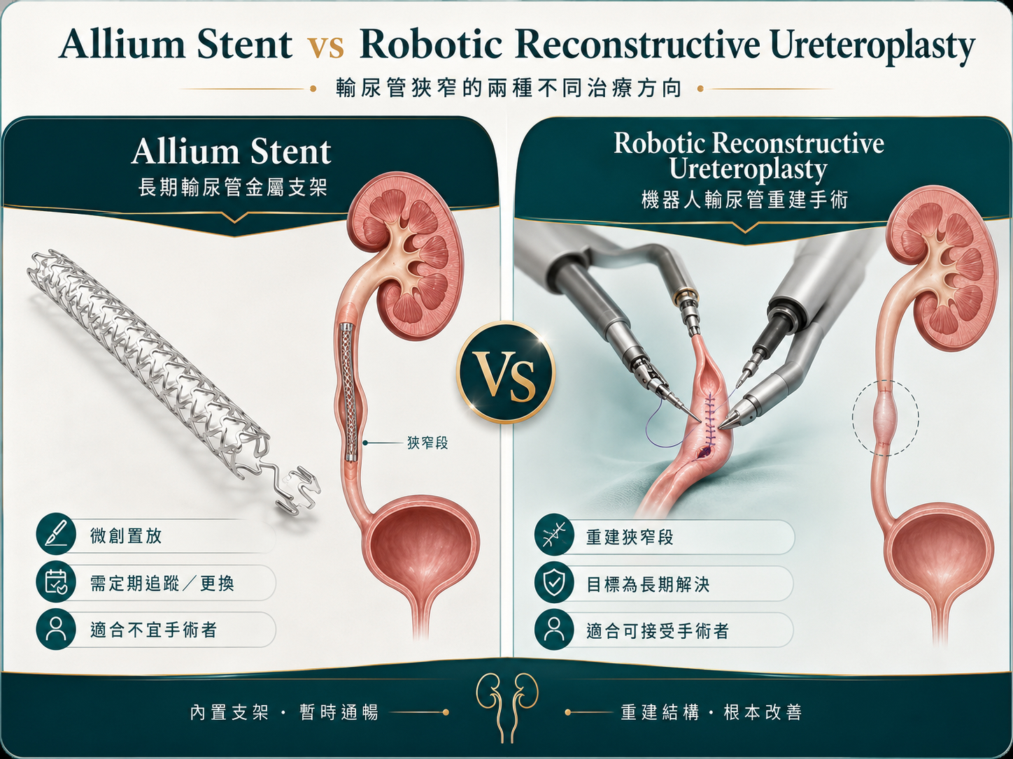 Allium stent vs reconstruction 輸尿管金屬支架與輸尿管重建比較